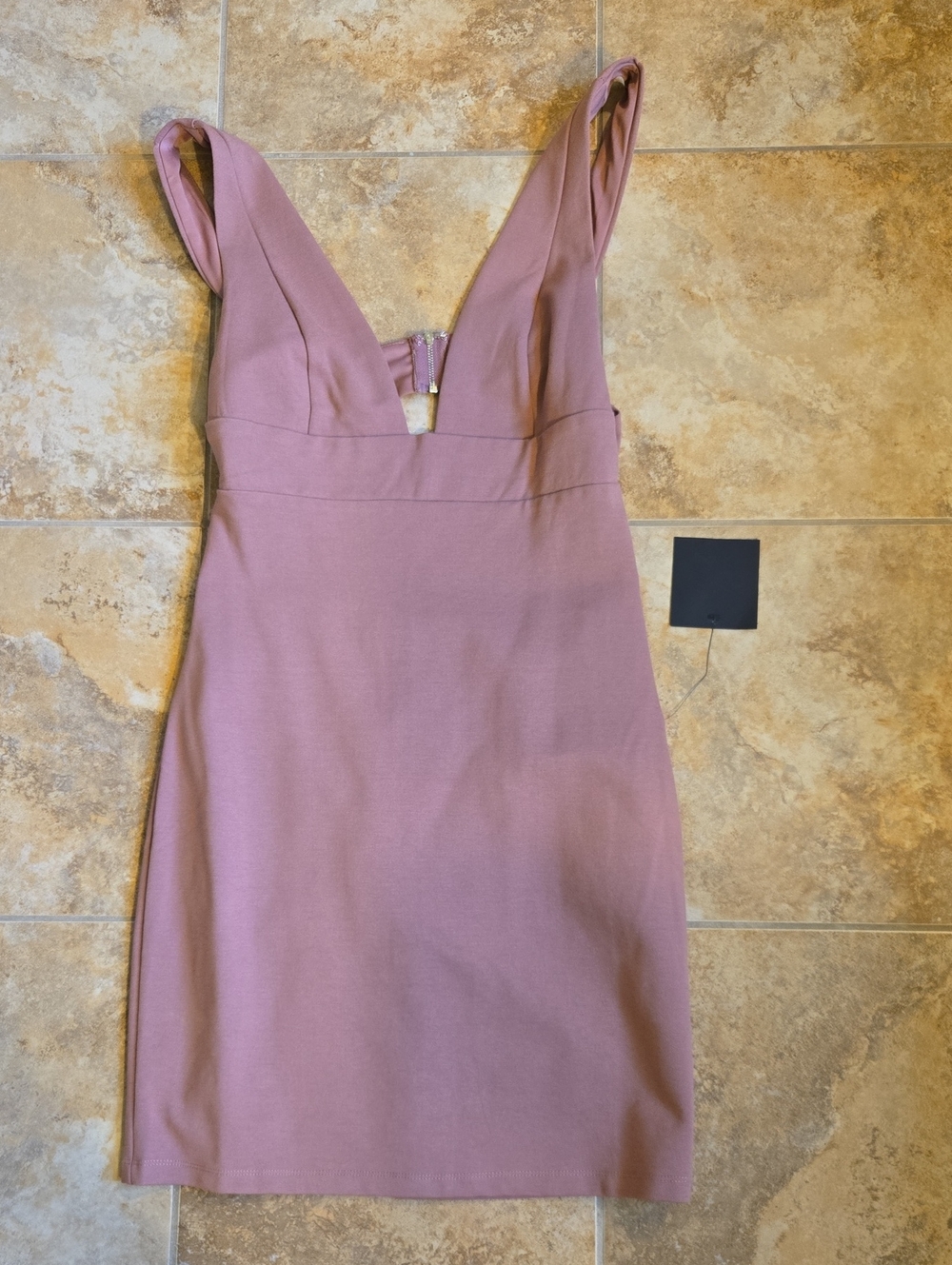 Lulu's Dusty Mauve V-Neck Bodycon Mini Dress